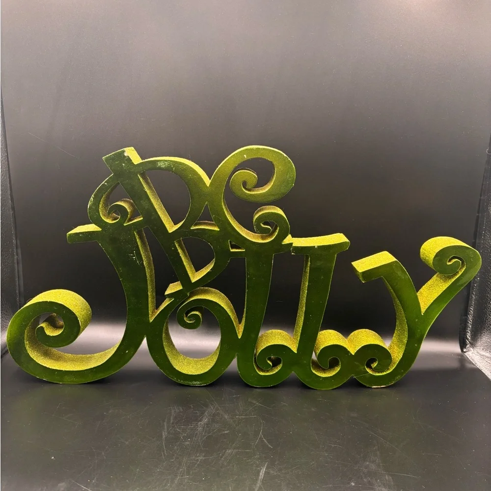 Be Jolly Sign Wood Cutout Glitter Christmas‎ Decoration Grinch 21